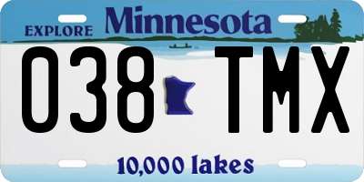 MN license plate 038TMX