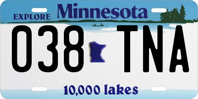 MN license plate 038TNA