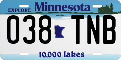 MN license plate 038TNB