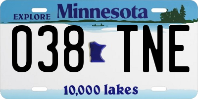 MN license plate 038TNE