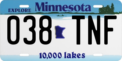 MN license plate 038TNF