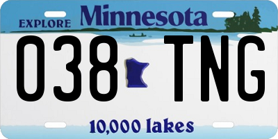 MN license plate 038TNG