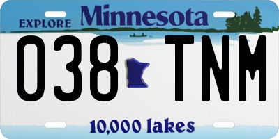 MN license plate 038TNM