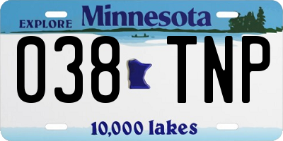 MN license plate 038TNP