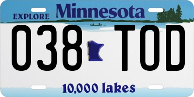 MN license plate 038TOD