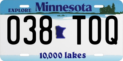 MN license plate 038TOQ