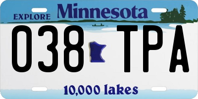 MN license plate 038TPA