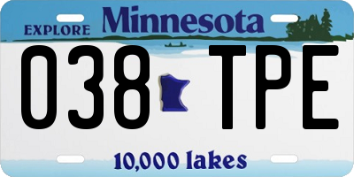 MN license plate 038TPE