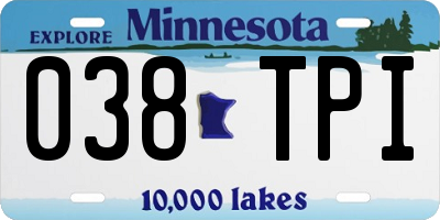MN license plate 038TPI