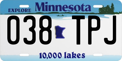 MN license plate 038TPJ