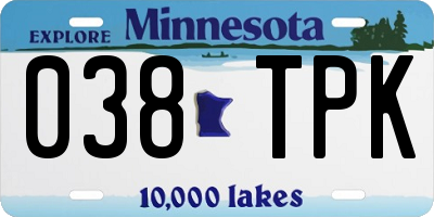 MN license plate 038TPK