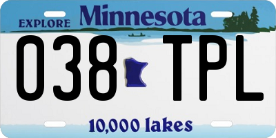 MN license plate 038TPL