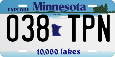 MN license plate 038TPN