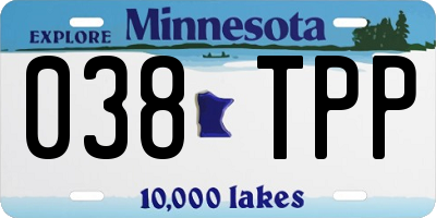MN license plate 038TPP