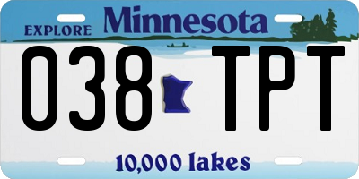 MN license plate 038TPT