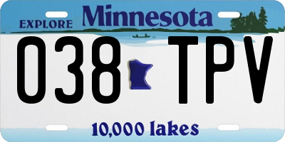 MN license plate 038TPV
