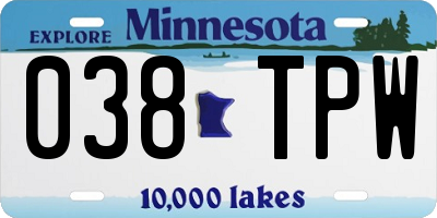 MN license plate 038TPW