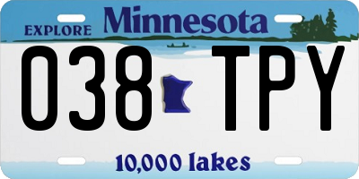 MN license plate 038TPY