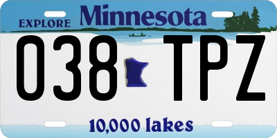 MN license plate 038TPZ