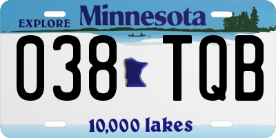 MN license plate 038TQB