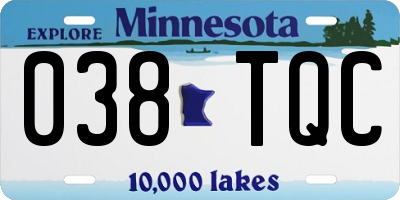 MN license plate 038TQC