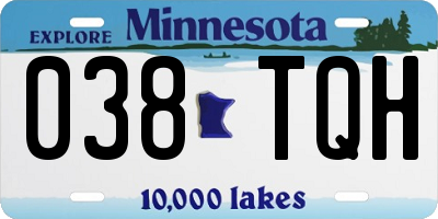 MN license plate 038TQH