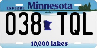 MN license plate 038TQL