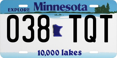 MN license plate 038TQT
