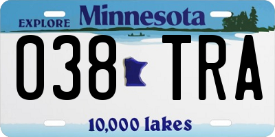 MN license plate 038TRA
