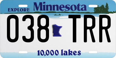 MN license plate 038TRR