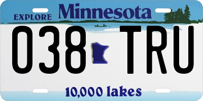 MN license plate 038TRU