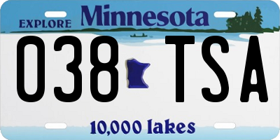 MN license plate 038TSA