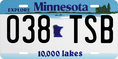 MN license plate 038TSB