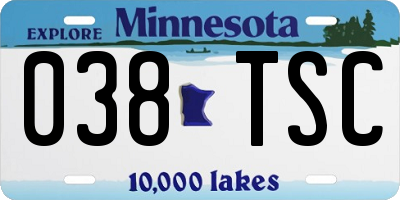 MN license plate 038TSC
