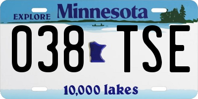 MN license plate 038TSE