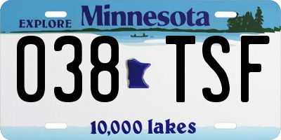 MN license plate 038TSF
