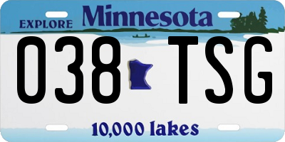 MN license plate 038TSG