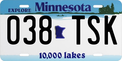 MN license plate 038TSK