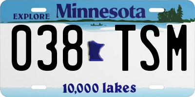 MN license plate 038TSM