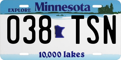 MN license plate 038TSN