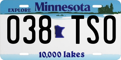 MN license plate 038TSO
