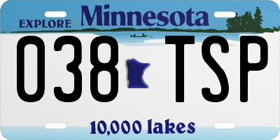 MN license plate 038TSP