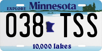 MN license plate 038TSS