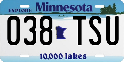 MN license plate 038TSU