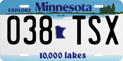 MN license plate 038TSX