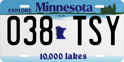 MN license plate 038TSY