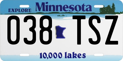 MN license plate 038TSZ