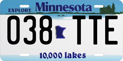 MN license plate 038TTE