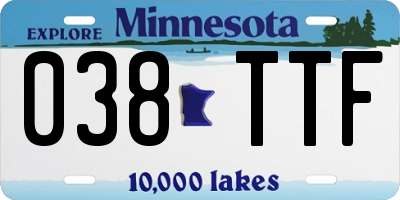 MN license plate 038TTF