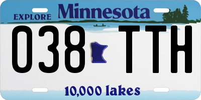 MN license plate 038TTH